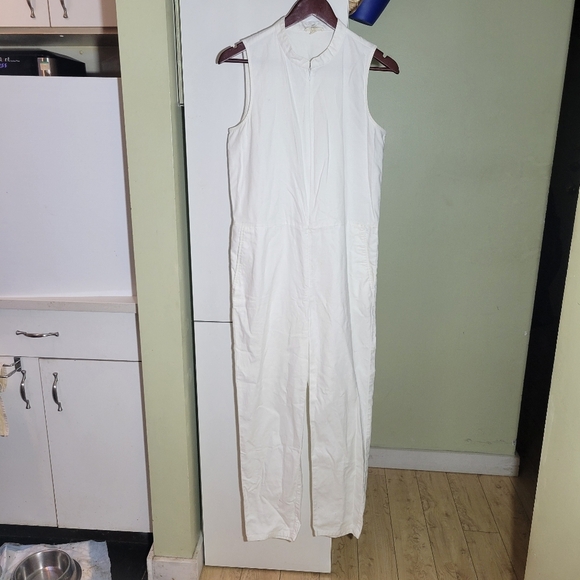 Eileen Fisher Cotton Hemp Stretch Jumpsuit ankle length white XS - Picture 11 of 13